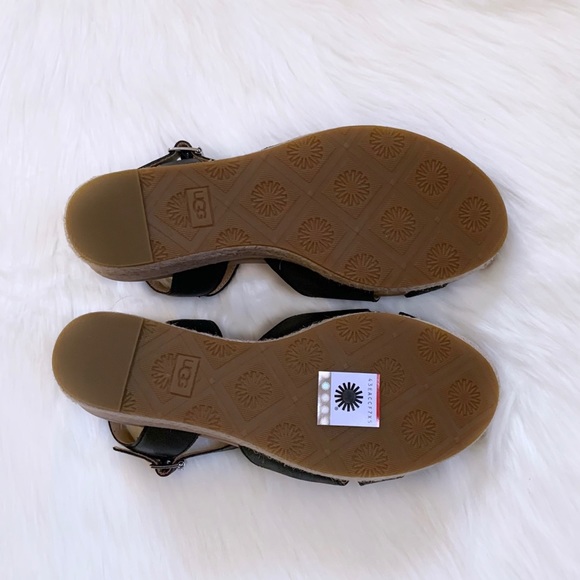 UGG Cloverdale Espadrille Wedge Sandals In Black - Picture 7 of 7